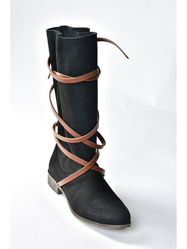 N9738480 Siyah/Taba Kadın Çizme - Görsel 4