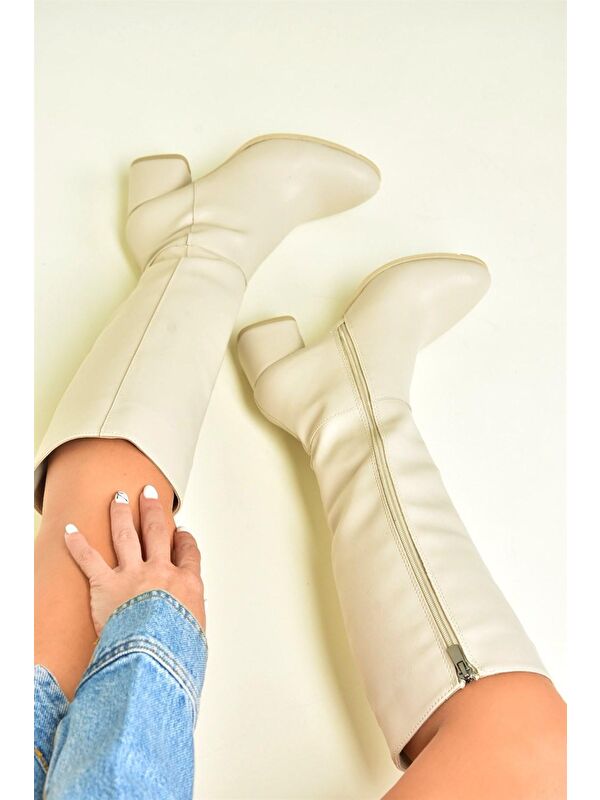 J848300109 Bej Kadın Çizme - Görsel 4