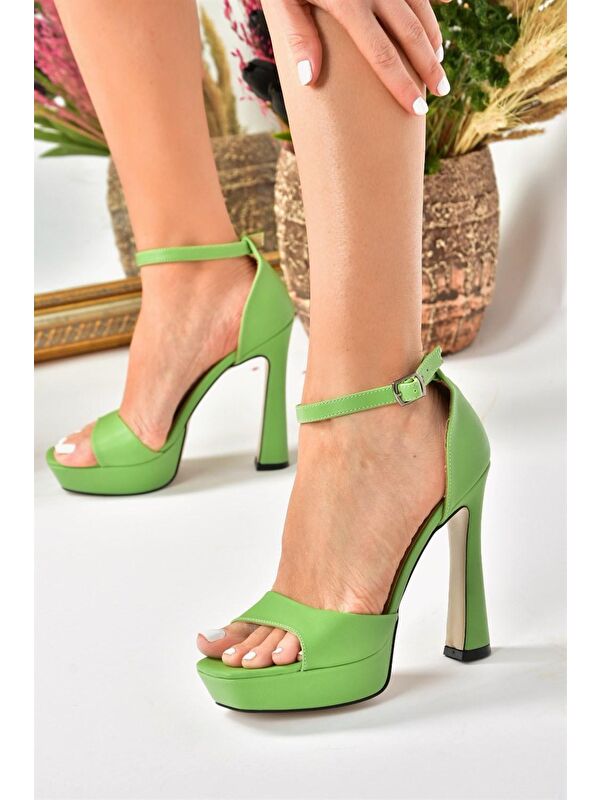 Çimen Yeşili Platform Kalın Topuklu Kadın Ayakkabı K404580109 - Görsel 3