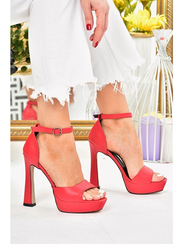 Kırmızı Platform Kalın Topuklu Kadın Ayakkabı K404580109 - Görsel 3