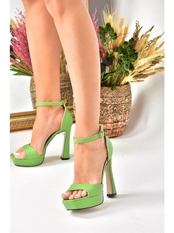 Çimen Yeşili Platform Kalın Topuklu Kadın Ayakkabı K404580109 - Görsel 5