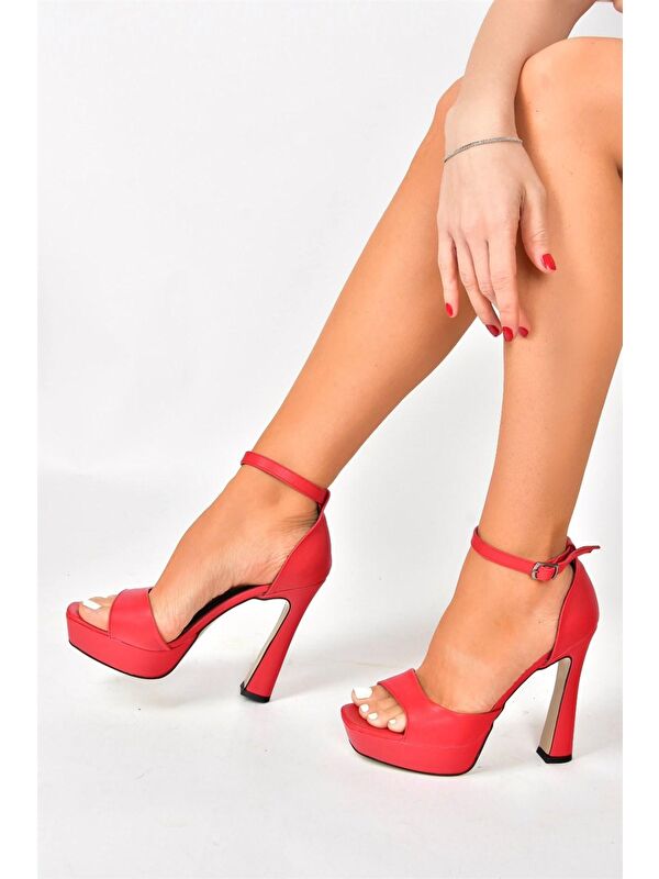 Kırmızı Platform Kalın Topuklu Kadın Ayakkabı K404580109 - Görsel 6