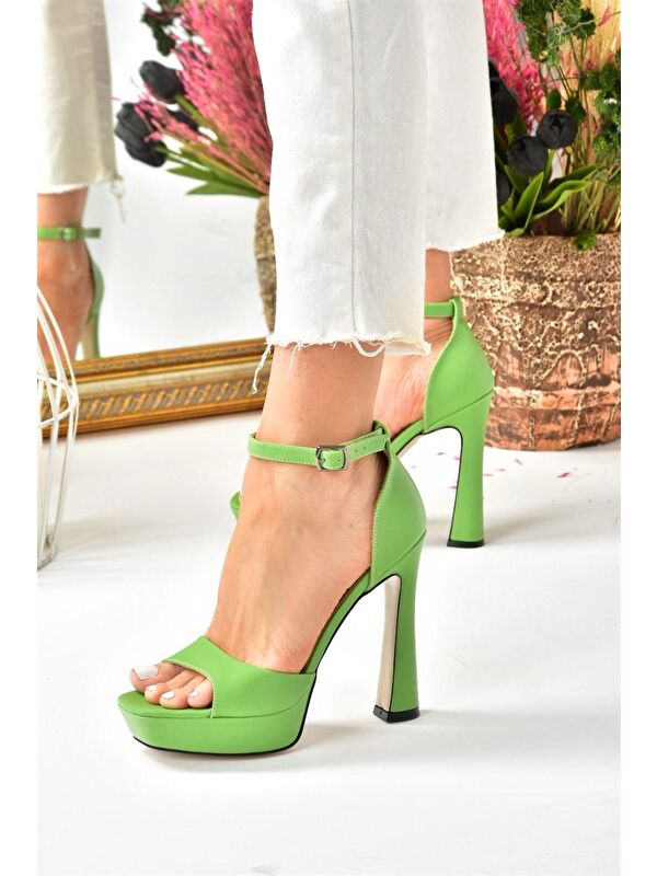 Çimen Yeşili Platform Kalın Topuklu Kadın Ayakkabı K404580109 - Görsel 6