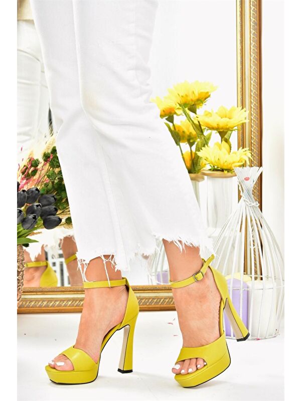 Sarı Platform Kalın Topuklu Kadın Ayakkabı K404580109 - Görsel 3