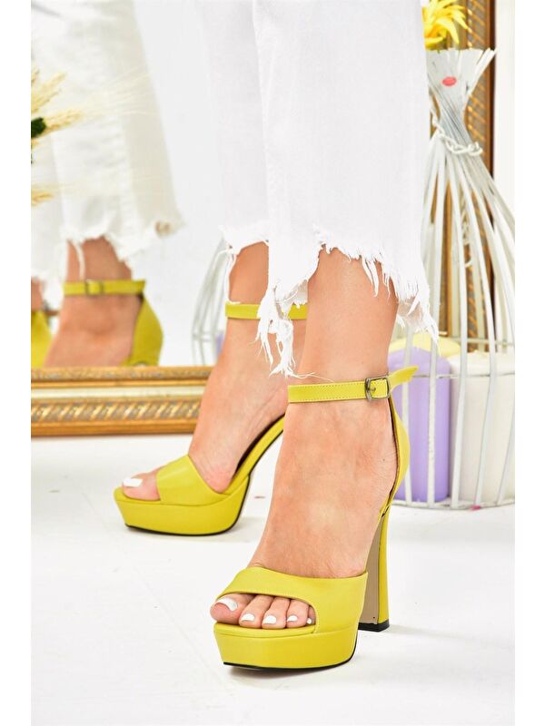 Sarı Platform Kalın Topuklu Kadın Ayakkabı K404580109 - Görsel 4