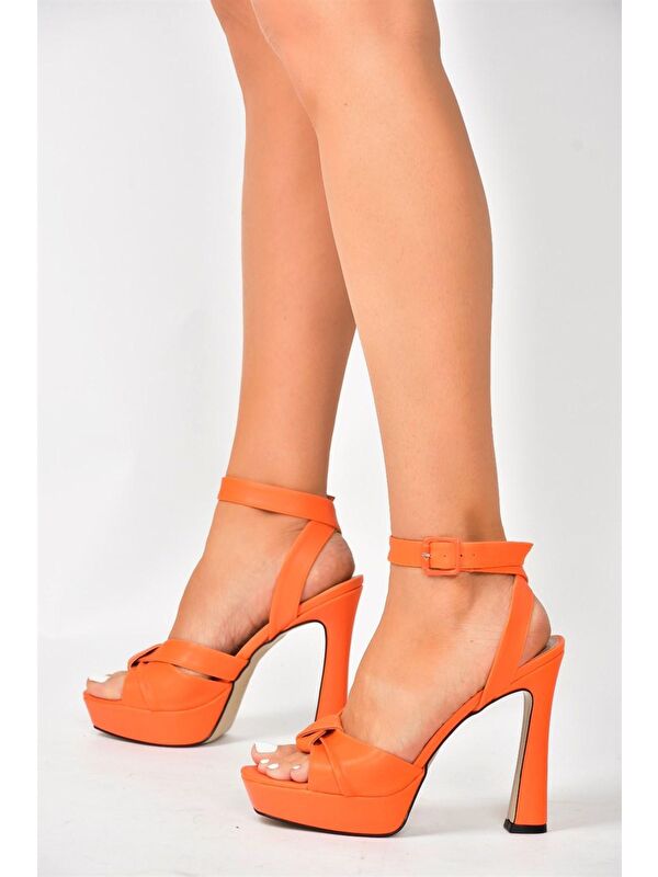 Turuncu Kalın Plaform Topuklu Kadın Ayakkabı K404080209 - Görsel 5