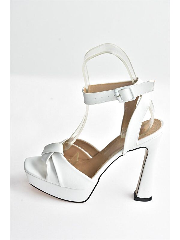 Beyaz/Ten Kalın Plaform Topuklu Kadın Ayakkabı K404080209 - Görsel 6