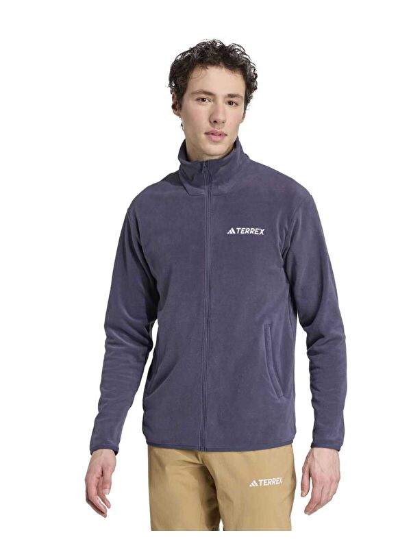 Adidas Multi Essentials Mor Dik Yaka Polar Erkek Fermuarlı Sweatshirt Hırka