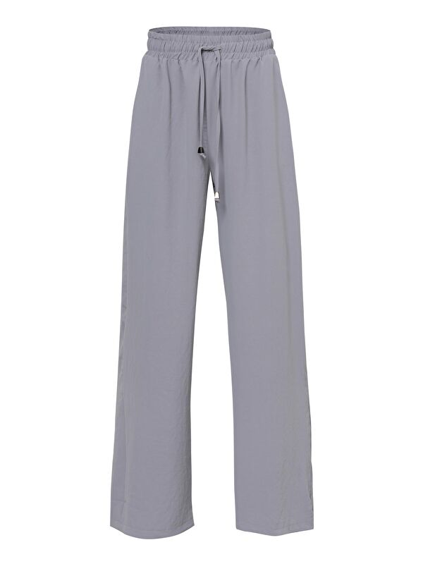 QUZU Beli Lastikli Bol Paça Pantolon Gri
