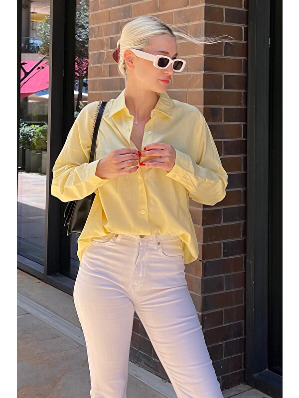 Madmext Sarı Oversize Gömlek Mg1369