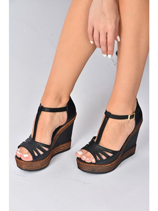 K674072509 Siyah Dolgu Taban Kadın Ayakkabı - Görsel 4