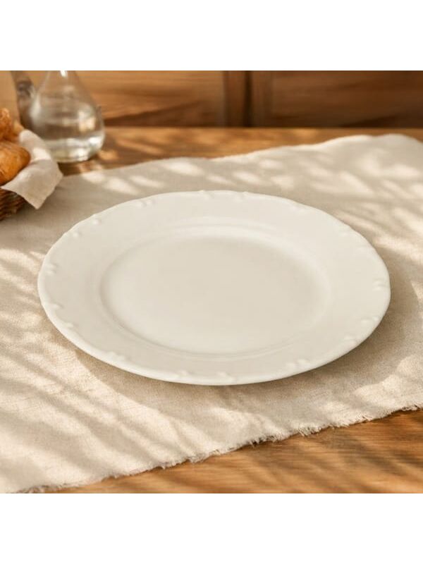 Tulu Porselen Liana Servis Tabağı - Krem - 25 cm
