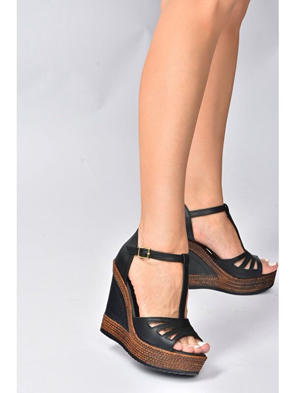 K674072509 Siyah Dolgu Taban Kadın Ayakkabı - Görsel 5