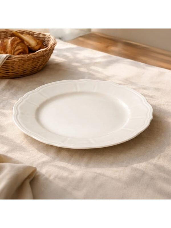 Tulu Porselen Tiffany Servis Tabağı - Krem - 25 cm
