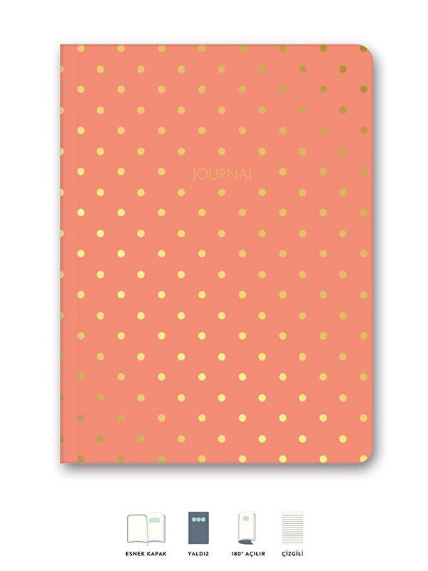 LE COLOR Puantiyeli Mini Defter Çizgili Mercan 14x20 cm