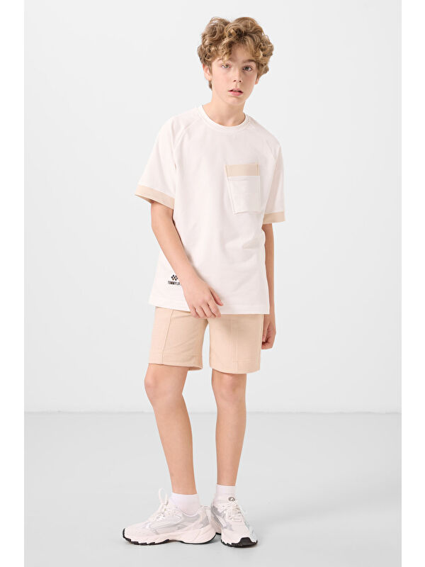 Tommylife Bej Pamuklu Yumuşak Dokulu Standart Fit Basic Erkek Çocuk Şort - 11289