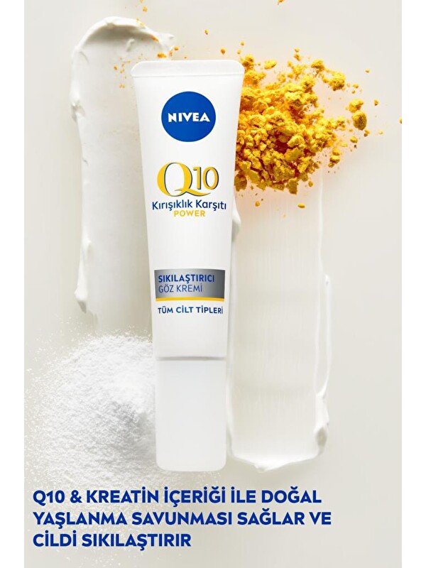 NIVEA Q10 Kırışık Karşıtı Sıkılaştırıcı Göz Bakım Kremi 15 ml, Saf Q10 Ve Kreatin