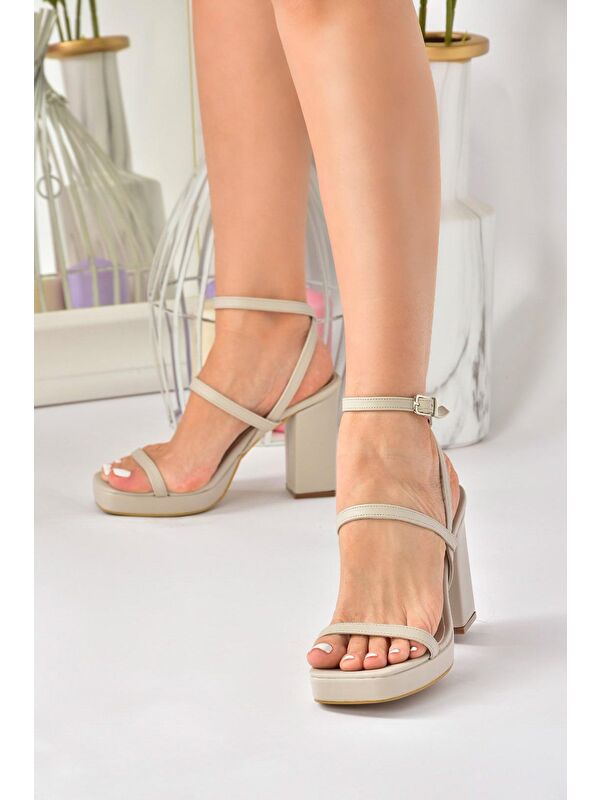 Bej Kalın Topuklu Günlük Kadın Ayakkabı M282462709 - Görsel 6