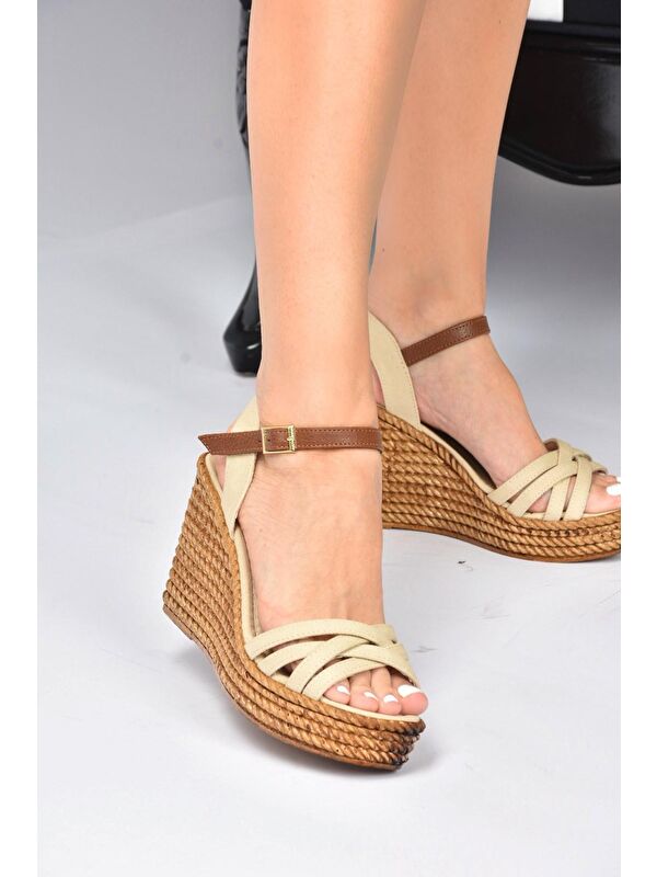 K674194105 Bej Dolgu Taban Kadın Ayakkabı - Görsel 2