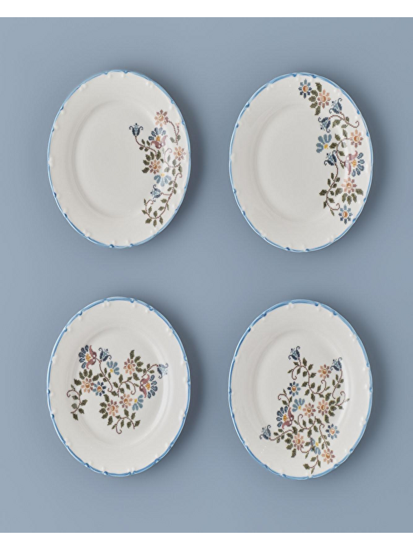 Bella Maison Vintage Porselen Pasta Tabağı 4'lü Mavi
