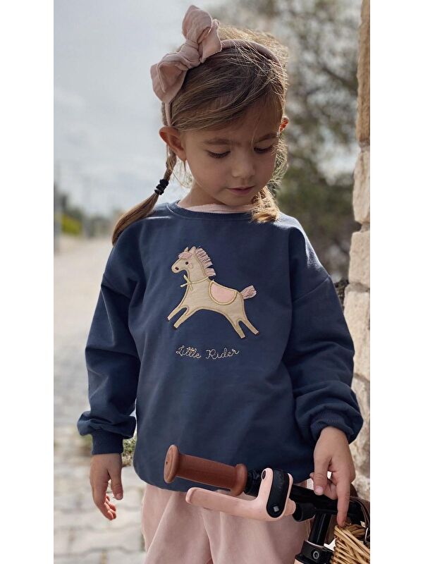 CİGİT At Aplikeli Sweatshirt 1-6 Yaş Lacivert