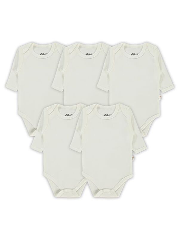 Civil Baby Düz Uzun Kol 5 li 1-3 Yaş Çıtçıtlı Badi - Beyaz 3-4 Yaş