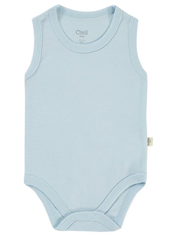 Civil Baby Düz Renkli Çıtçıtlı Badi - Mavi 0-1 Ay
