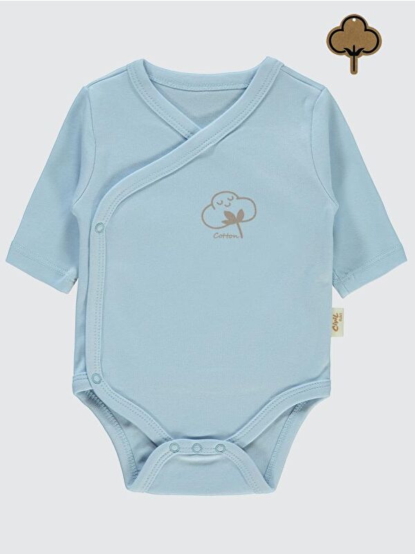 Civil Baby Organik Pamuklu Kruvaze 0-6 Ay Çıtçıtlı Badi - Mavi0-1 Ay