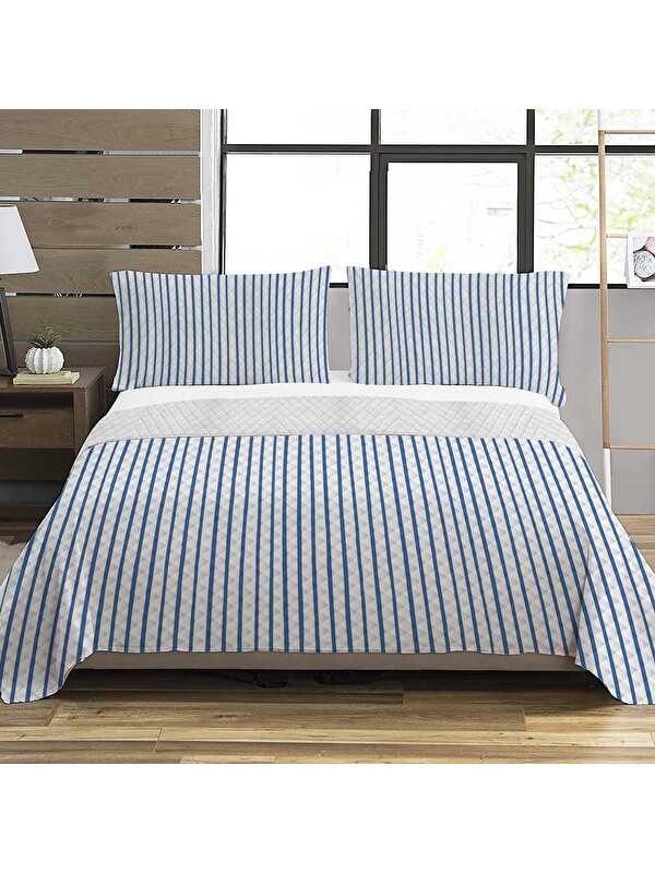 Evmila Modern Desen Çift Kişilik Baskılı Pike (200x220 Cm) Renkli
