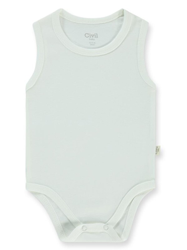 Civil Baby Düz Sıfır Kol Çıtçıtlı Badi - Beyaz 0-1 Ay