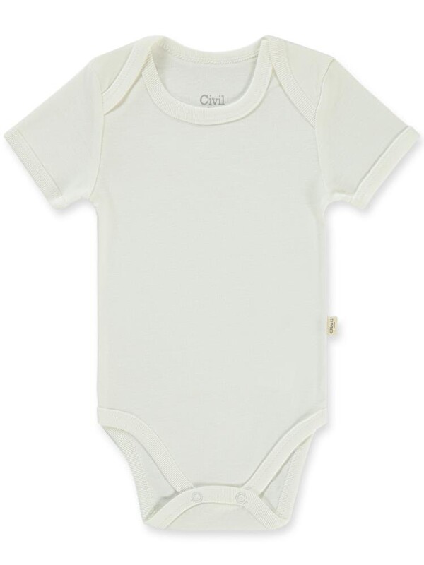 Civil Baby Düz Kısa Kol Çıtçıtlı Badi - Beyaz 1-3 Ay