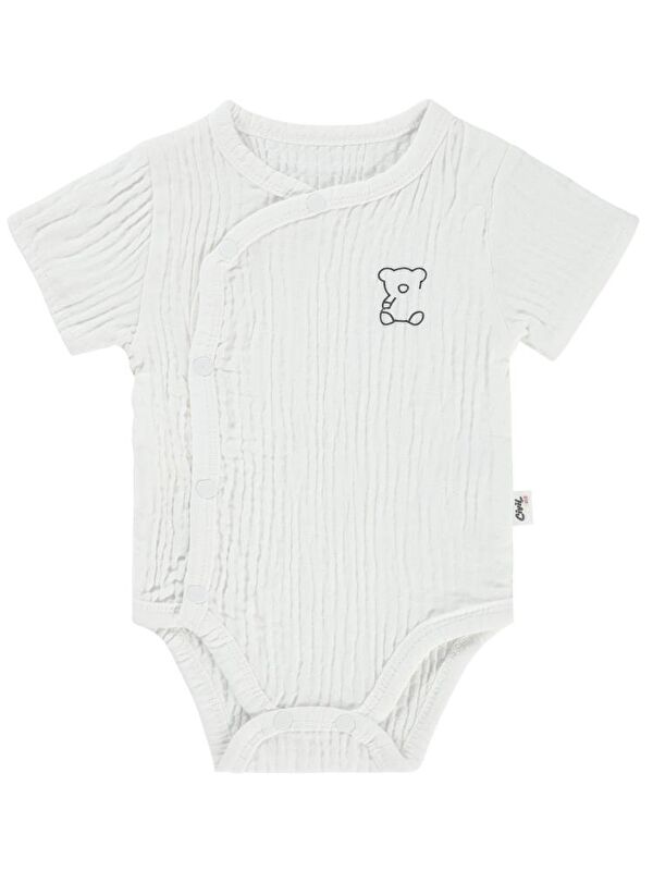 Civil Baby Ayıcık Baskılı 1-18 Ay Çıtçıtlı Badi - Ekru 1-3 Ay