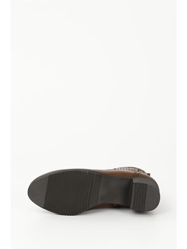 TABA Hakiki Deri Yuvarlak Burun Topuklu Kauçuk Taban Fermuarlı Kadın Günlük Bot 10404 - Görsel 8