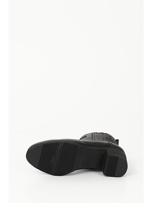 SİYAH Hakiki Deri Yuvarlak Burun Topuklu Kauçuk Taban Fermuarlı Kadın Günlük Bot 10404 - Görsel 8