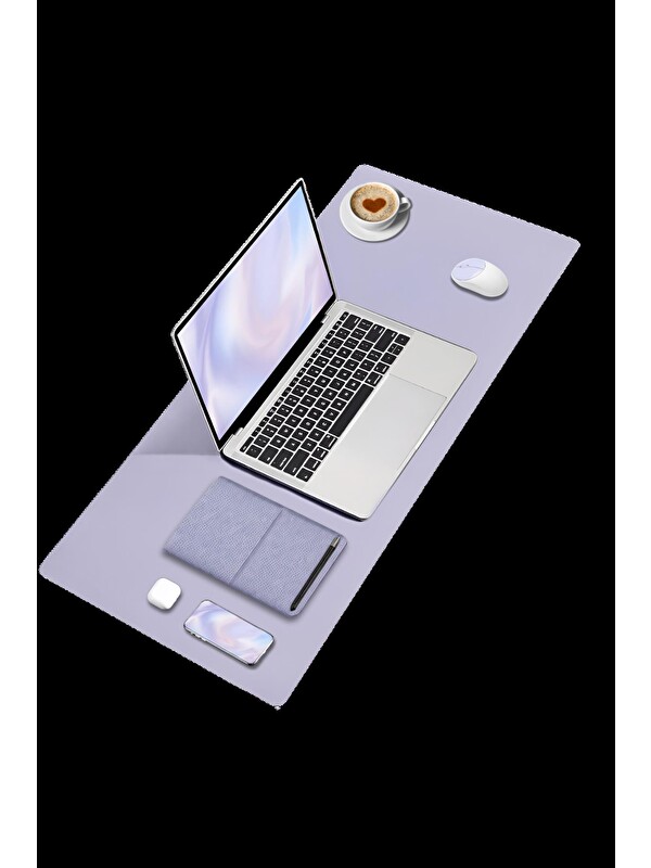 Black Deer Lila Deri 90x40 XL Mouse Pad Dikişli Kenar Çift Yönlü Kullanım Masa Matı Sümen