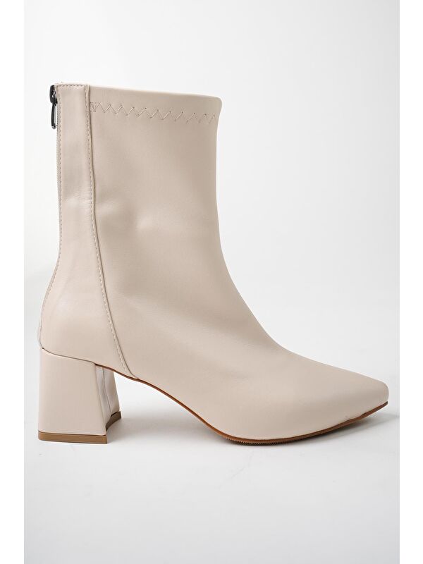 DARJA Sivri Burun Arkadan Fermuarlı Kadın Topuklu Bot - Görsel 3