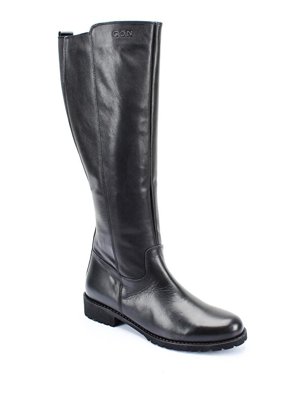 Hakiki Deri Yuvarlak Burun Kauçuk Taban Topuklu Fermuarlı Kadın Günlük Çizme 44551 - Görsel 6