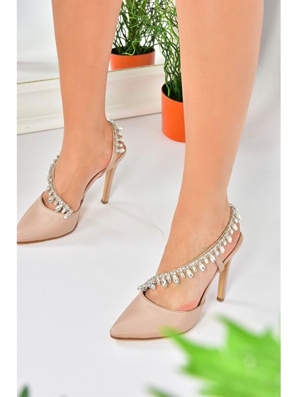 Ten Saten Kumaş Taşlı Kadın Abiye Ayakkabı M246062704 - Görsel 4