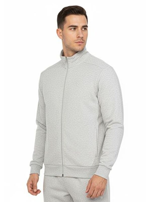 Hummel Pulse Erkek Gri Dik Yaka Fermuarlı Sweatshirt