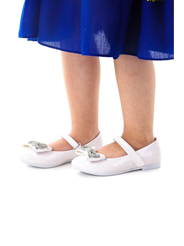 Bowtie Papyon Taşlı Cırtlı Kız Çocuk Babet Ayakkabı - Görsel 3