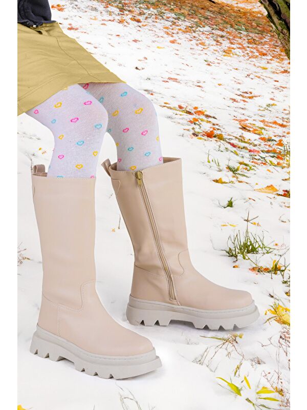 500 Uzun Fermuarlı Kız Çocuk Çizme Bot - Görsel 4