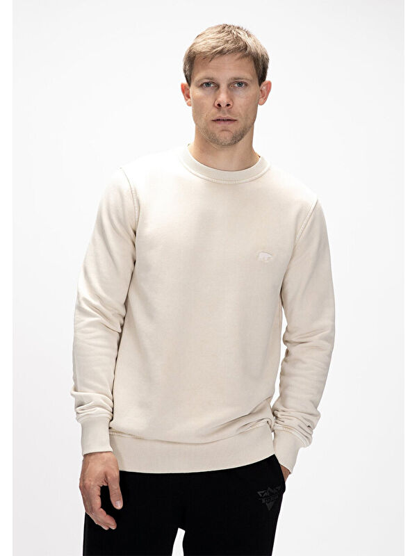 Bad Bear Dab Erkek Bej Bisiklet Yaka Sweatshirt