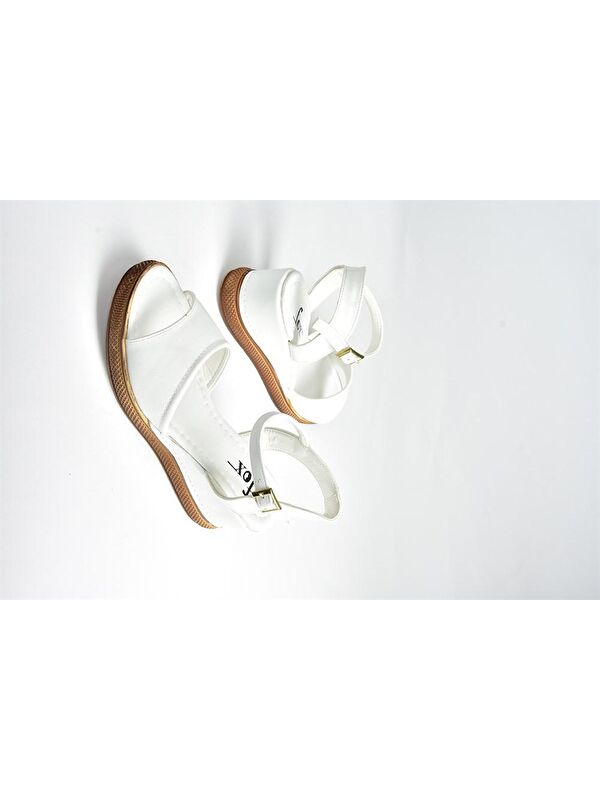 K674605409 Beyaz Dolgu Taban Kadın Ayakkabı - Görsel 6