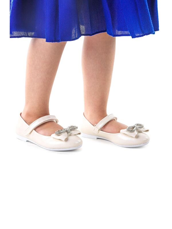 Bowtie Papyon Taşlı Cırtlı Kız Çocuk Babet Ayakkabı - Görsel 3