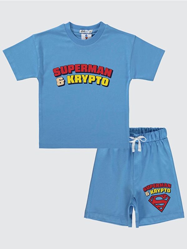 Superman Süperman & Krypto Baskılı 2-5 Yaş Takım - Mavi 3-4 Yaş