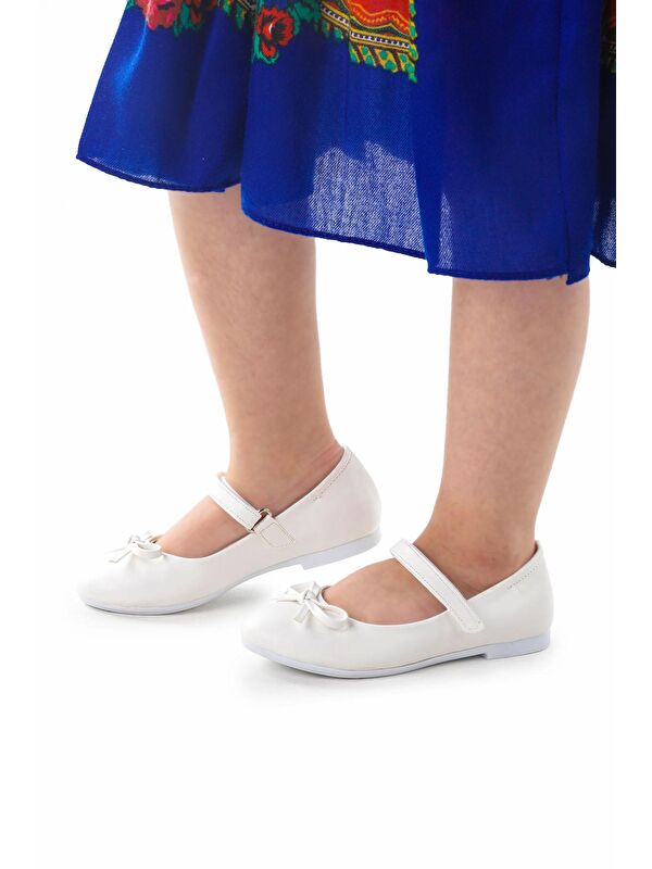 Barbe Cilt Fiyonklu Cırtlı Kız Çocuk Babet Ayakkabı - Görsel 3