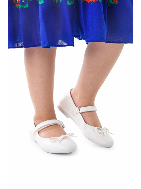 Barbe Cilt Fiyonklu Cırtlı Kız Çocuk Babet Ayakkabı - Görsel 4