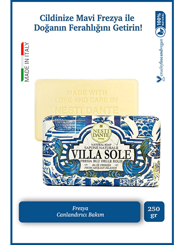 Nesti Dante Villa Sole Fresia Blu Delle Eoilie Katı Sabun 250gr | Canlandırıcı | Mavi Frezya Çiçeği