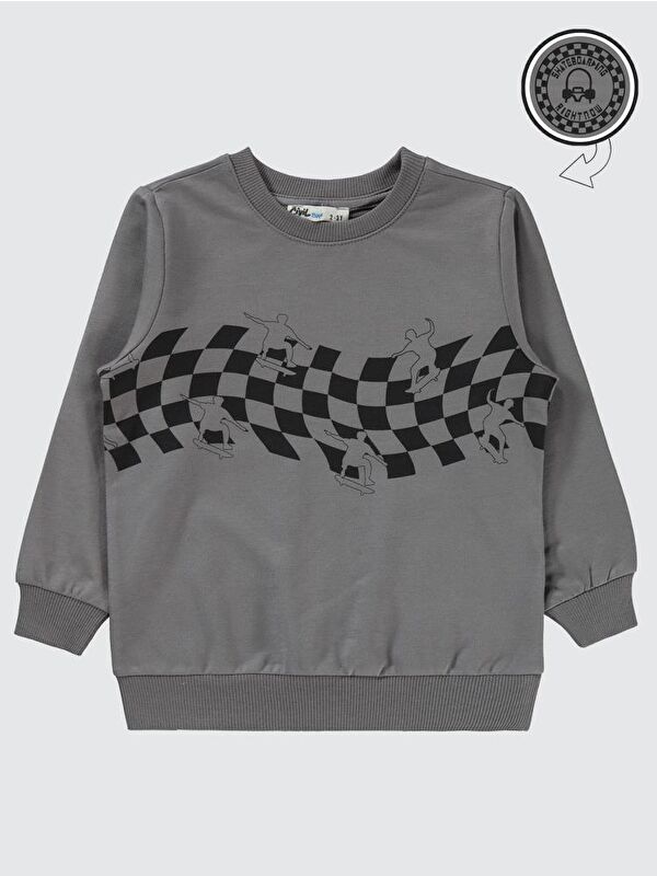 Civil Boys Skate Dama Baskılı 2-5 Yaş Sweatshirt - Gri2-3 Yaş