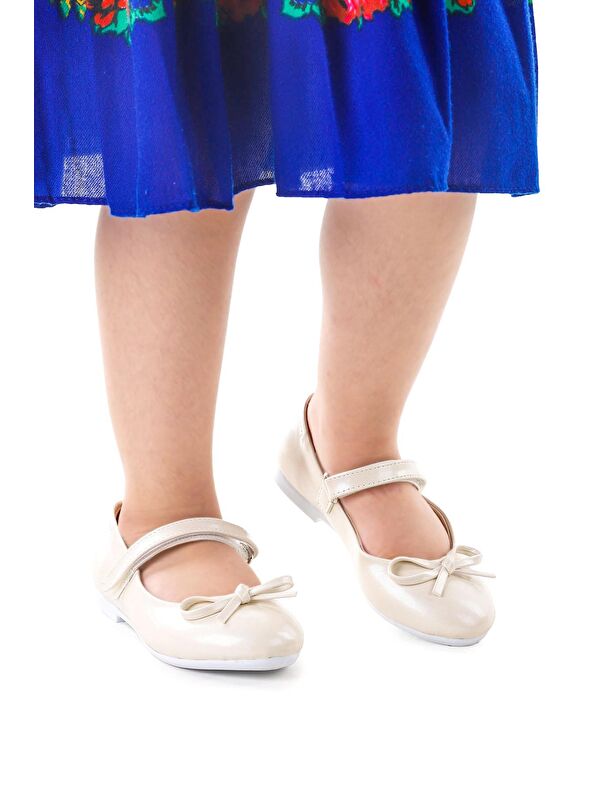 Barbe Cilt Fiyonklu Cırtlı Kız Çocuk Babet Ayakkabı - Görsel 3